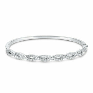 5ct Round Cut Diamond Wave Twist Women Cuff Bangle Bracelet 14K White Gold Over