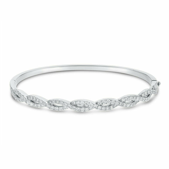 5ct Round Cut Diamond Wave Twist Women Cuff Bangle Bracelet 14K White Gold Over