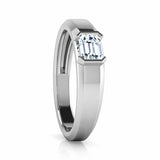 1.1ct Engagement Ring Emerald Cut Diamond Solitaire Design 14k White Gold Finish