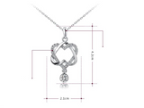 1.4ct Round Cut Diamond Pendant Chain Fancy Heart Shape 14k White Gold Finish