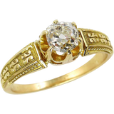 0.75Ct Round Cut Diamond Vintage Solitaire Engagement Ring 14K Yellow Gold Over