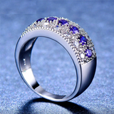 4ct Round Purple Amethyst Wedding Band Ring 14k White Gold Finish Half Eternity