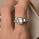 2.2ct Emerald Cut VVS1D Diamond Engagement Ring Five Stone 14k White Gold Finish