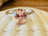 2.2ct Engagement Ring Oval Cut Morganite 4 Prong Solitaire 14k White Gold Finish