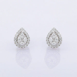 1.7ct Stud Earrings Marquise Cut Diamond Halo Design 14k White Gold Finish