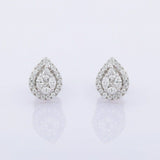 1.7ct Stud Earrings Marquise Cut Diamond Halo Design 14k White Gold Finish