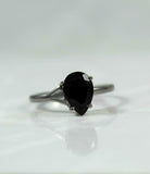 1ct Engagement Ring Pear Cut Black Diamond Solitaire 14k Black Gold Finish