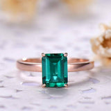 1.8ct Green Emerald Cut Engagement Ring Solitaire Promise 14k Rose Gold Finish