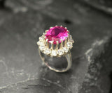 2.55ct Engagement Ring Oval Cut Pink Ruby Cocktail 14k White Gold Finish