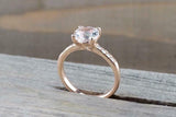 1.3ct Round Cut Morganite Engagement Ring 14k Rose Gold Finish Diamond Accents