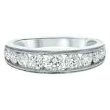 2.9ct Wedding Band Round Cut Diamond Milgrain Half Eternity 14k WhiteGold Finish