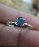 1ct Engagement Ring Oval London Blue Topaz Twisted Solitaire 14k White Gold Over