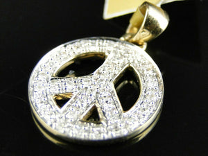 2.2ct Round Cut VVS1D Diamond Pendant Peace Sign 14k Yellow Gold Finish NO CHAIN