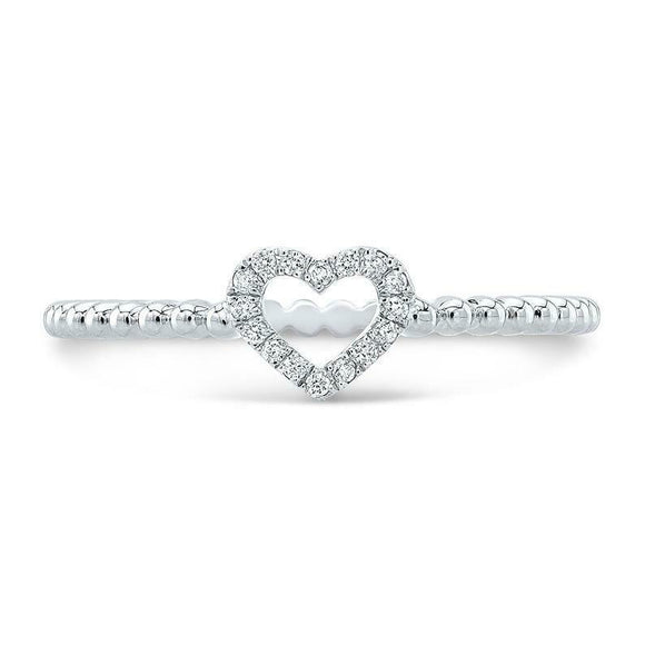 1ct Heart Cut Diamond Engagement Ring Open Heart Bead Shank 14k WhiteGold Finish