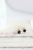 1ct Stud Earrings Round Cut Blue Sapphire Solitaire Women 14k Yellow Gold Finish