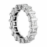 5Ct Princess Cut VVS1/D Diamond Full Eternity Wedding Band 18K White Gold Finish