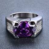 2ct Oval Cut Purple Amethyst Antique Engagement Ring 14k White Gold Finish Women