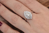 Halo Vintage Promise Engagement Ring 1ct Pear Cut Diamond 14k White Gold Finish