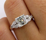 2Ct Asscher Cut VVS1/D Diamond Vintage Engagement Ring 14K White Gold Finish