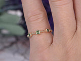 1ct Princess Cut Green Emerald Wedding Band Square Beaded 14k Yellow Gold Finish