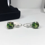 2ct Round Cut Green Peridot Diamond Solitaire Drop Earring 14k White Gold Finish