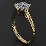 1.7ct Cushion Cut Diamond Engagement Ring 14k Yellow Gold Over Braided Solitaire