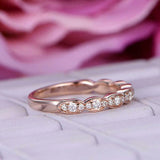 1ct Round Cut Diamond Wedding Band Half Eternity Stackable 14k Rose Gold Finish