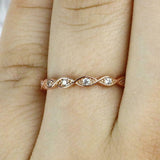 0.4ct Round Cut Diamond Dainty Stackable Engagement Ring 14k Rose Gold Finish