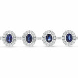 25ct Oval Cut Blue Sapphire Halo Linked Tennis Bracelet 14k White Gold Finish