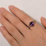 1ct Engagement Ring Oval Cut Amethyst Heart Split Shank 14k White Gold Finish