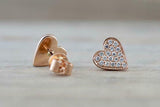 1.2ct Round Cut VVS1D Diamond Cluster Heart Stud Earrings 14k Rose Gold Finish