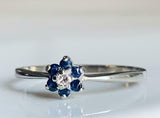 1ct Engagement Ring Round Cut Blue Sapphire Minimalist 14k White Gold Finish