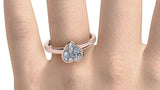 1ct Heart Cut Diamond Heart Love Solitaire Engagement Ring 14k WYR Gold Finish