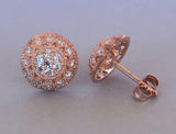 Art Deco Milgrain Stud Earrings 1ct Round Cut VVS1D Diamond 14k Rose Gold Finish