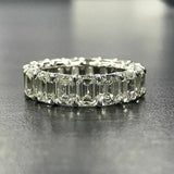 6Ct Emerald Cut Diamond Women Wedding Band 14K White Gold Finish Full Eternity