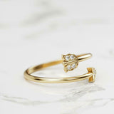 Open Bypass Spiral Arrow Engagement Ring 0.5ct Round Diamond 14k YellowGold Over