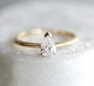 1.2ct Pear Cut Diamond Engagement Ring 14k Yellow Gold Finish Solitaire Women