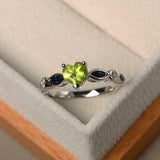 1ct Heart Cut Peridot Engagement Ring Solitaire with Accent 14k White Gold Over