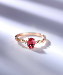 1ct Oval Pink Ruby Vintage Diamond Solitaire Engagement Ring 14k Rose Gold Over