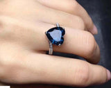 1.5ct Engagement Ring Heart Cut Sapphire Swirl with Accents 14k White Gold Over