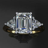 Trilogy Engagement Ring 1.75ct Emerald Cut VVS1D Diamond 14k Yellow Gold Finish