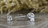 0.6ct Radiant Cut VVS1D Diamond Screw Back Stud Earrings 14k White Gold Finish