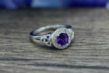 2.3ct Round Cut Purple Amethyst Halo Celtic Trinity Ring 14k White Gold Finish