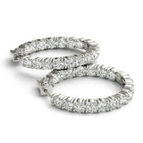 2ct Round Brilliant Cut Diamond Inside Out Hoop Earring 14k White Gold Finish