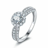 2.5ct Round Cut Diamond Milgrain Solitaire with Accent Ring 14k WhiteGold Finish