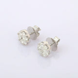 1.6ct Stud Earrings Round Cut Diamond Cluster Halo 14k White Gold Finish