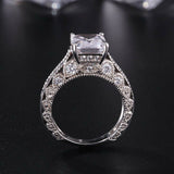 4Ct Emerald Cut Diamond Milgrain Vintage Engagement Ring 14K White Gold Finish