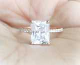 2ct Radiant Diamond Accent Solitaire Proposal Engagement Ring 14k Rose Gold Over