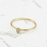 Dainty Minimalist Engagement Ring 0.15ct Round Cut Diamond 14k YellowGold Finish