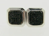 0.44ct Round Cut Black Diamond Cluster Stud Earrings Women 14k White Gold Finish